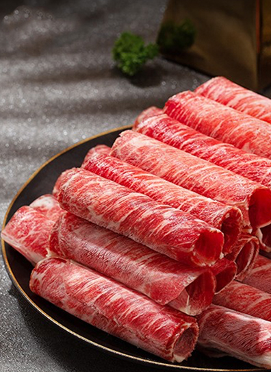 medium fat beef slices, aged and rolled